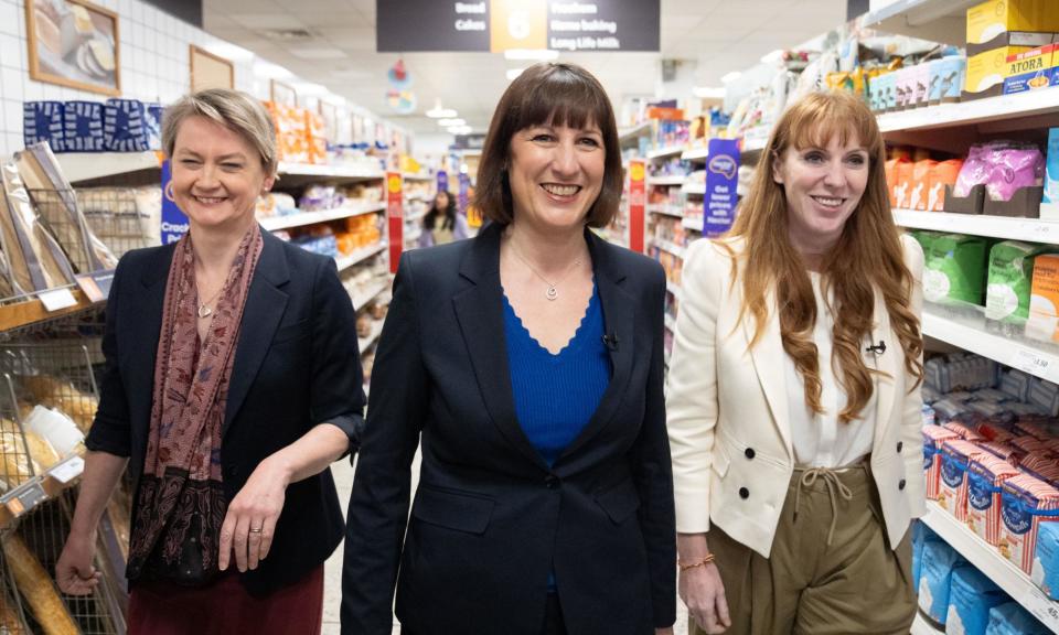 <span>Yvette Cooper, Rachel Reeves and Angela Rayner would have a landslide win if the polling is to be believed.</span><span>Photograph: Stefan Rousseau/PA</span>