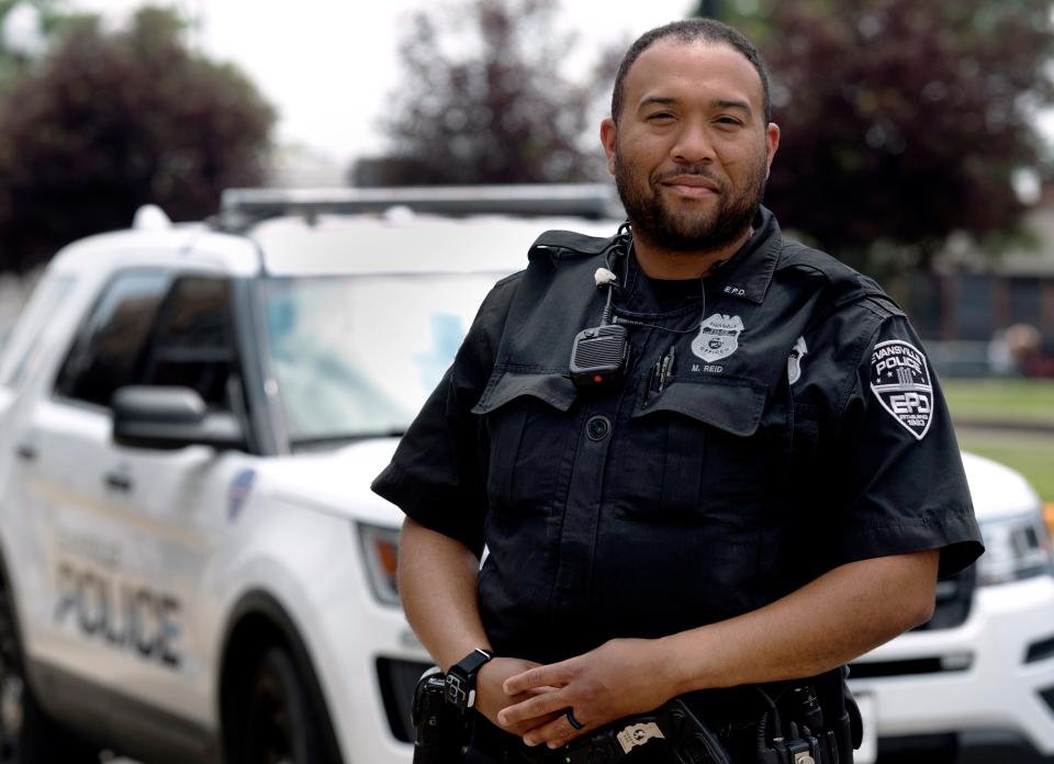 Evansville Police Department officer Mario Reid on Thursday afternoon, June 4, 2020.