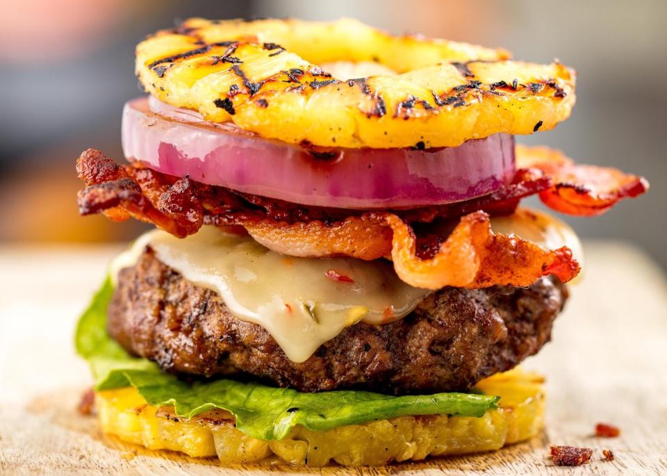 Pineapple bun burger horizontal