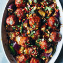 <p>Eggplant soaks up the flavors of ginger, garlic and tamari in this Asian-inspired casserole recipe. A hot pepper in the topping adds a bit of heat, but opt for sweet if you prefer. <a href="http://www.eatingwell.com/recipe/258535/tamari-ginger-meatball-eggplant-casserole/" rel="nofollow noopener" target="_blank" data-ylk="slk:View Recipe" class="link ">View Recipe</a></p>