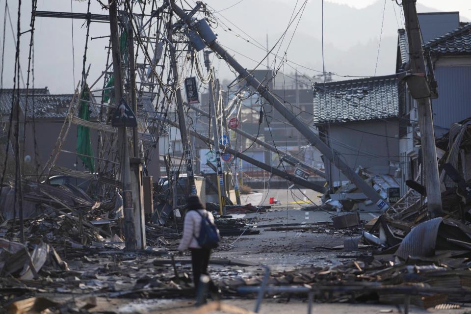 2024年1月6日，日本石川縣輪島市地震後狀況。美聯社