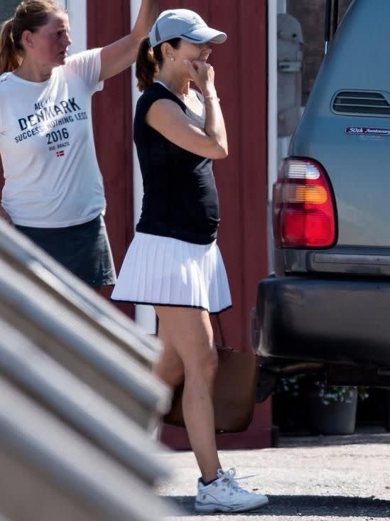 In contrast to her usually flat stomach, Mary showed off a tiny possible bump. Source: MEGA