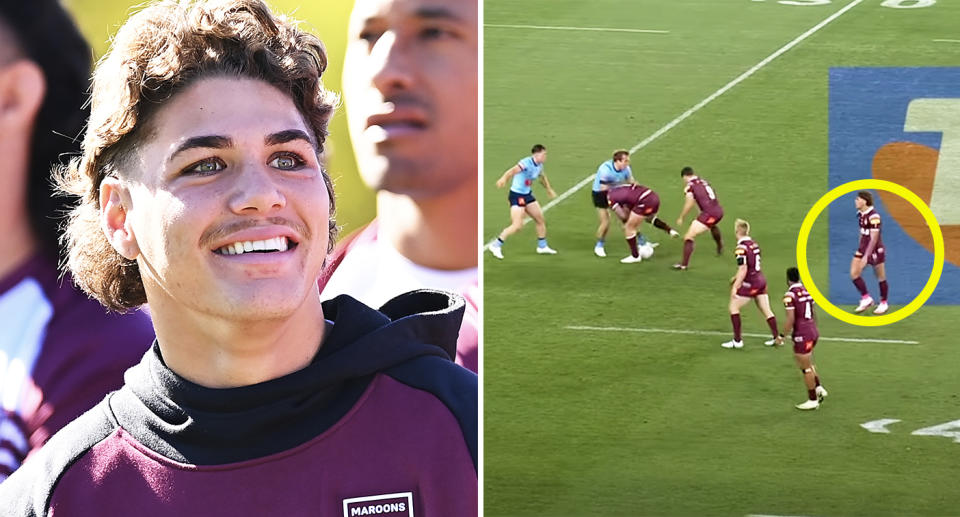 Reece Walsh during the opening stages of State of Origin 1. 