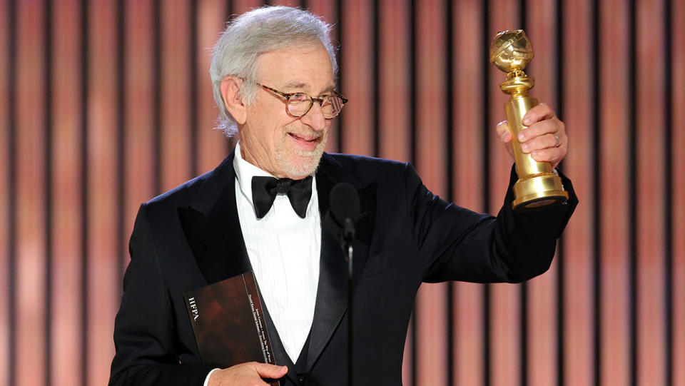 Steven Spielberg accepts the best best director award for "The Fabelmans."