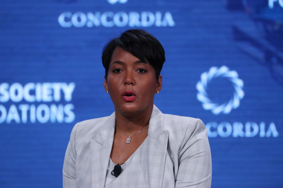 Keisha Lance Bottoms, Mayor of Atlanta, Georgia,speaks at the Concordia Summit in Manhattan, New York, U.S., September 24, 2018.  REUTERS/Shannon Stapleton