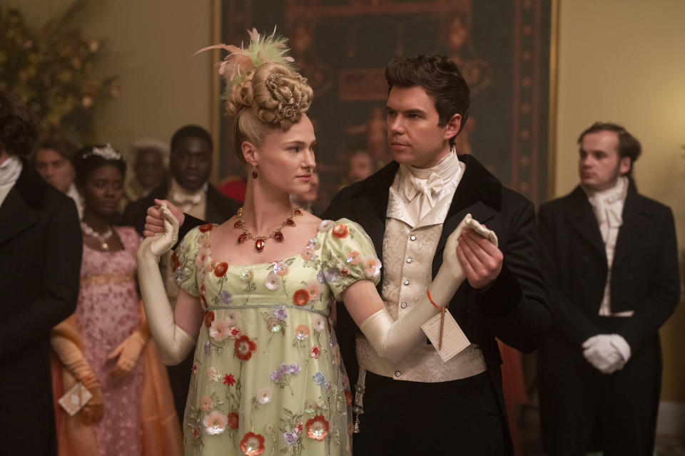 Jessica Madsen as Cressida Cowper, Luke Newton as Colin Bridgerton<span class="copyright">Courtesy of Netflix</span>