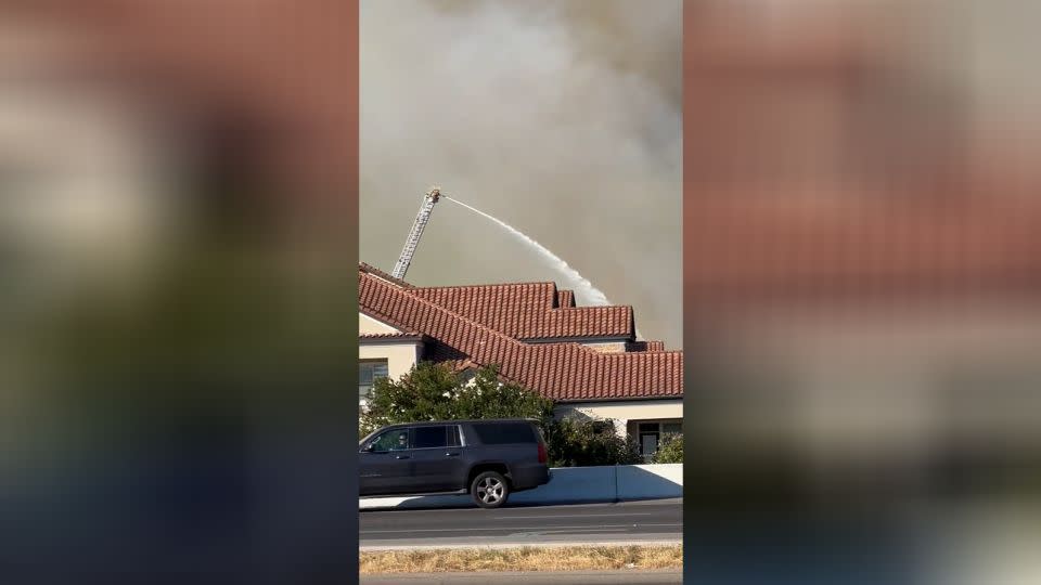 Crews respond to the fire in Cedar Park, Texas. - Courtesy Srinivas Ponnala/Twitter