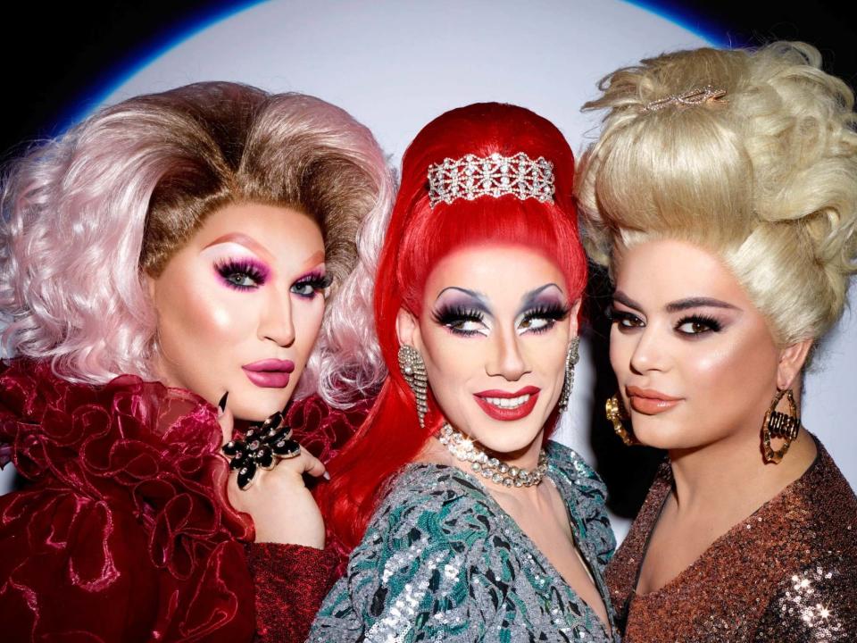 RuPaul's Drag Race UK finalists (left to right) The Vivienne, Divina De Campo and Baga Chipz MBE: Drag Race UK x Rankin for Grazia/Grazia/PA Wire