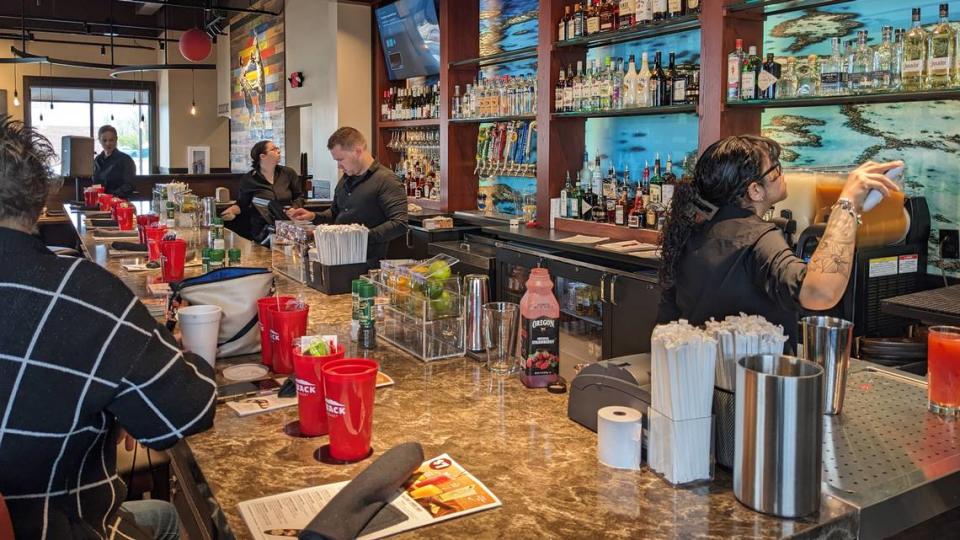 View of the bar at Outback Steakhouse in O’Fallon