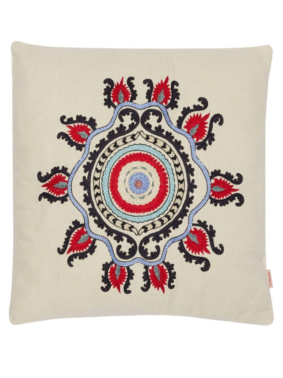 Embroidered Cotton-Canvas Cushion