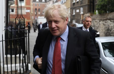 Boris Johnson, a leadership candidate for Britain's Conservative Party, arrives at offices in central in London