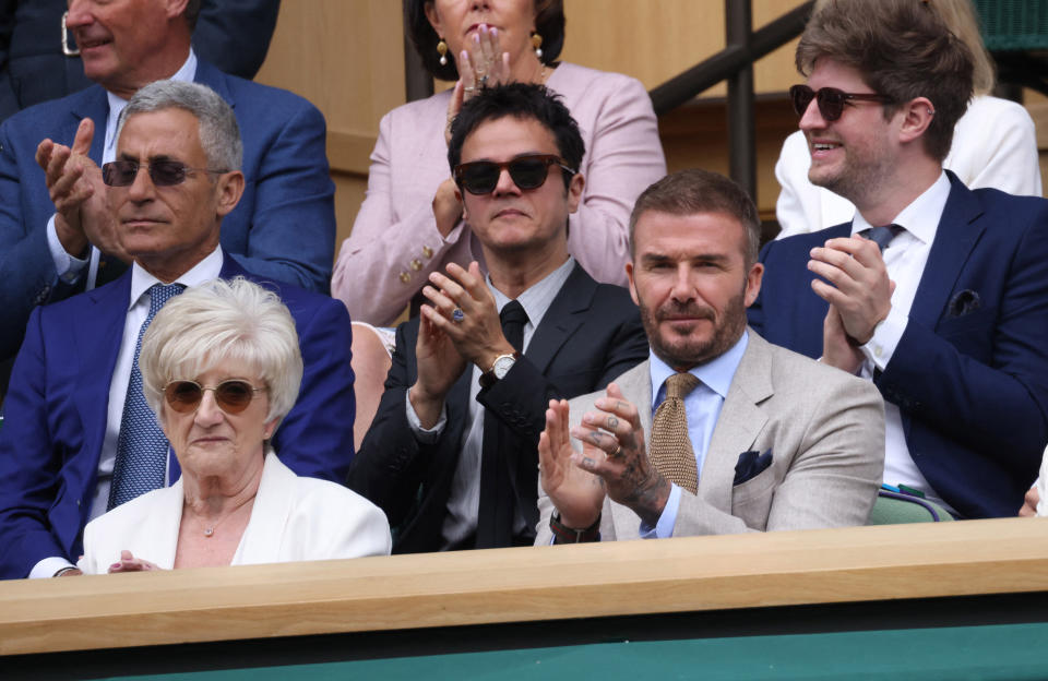 David Beckham et sa mère Sandra à Wimbledon