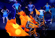 LONDON, ENGLAND - AUGUST 12: Neil Tennant (L) and Chris Lowe from The Pet Shop Boys perform during the Closing Ceremony on Day 16 of the London 2012 Olympic Games at Olympic Stadium on August 12, 2012 in London, England. (Photo by Clive Brunskill/Getty Images)