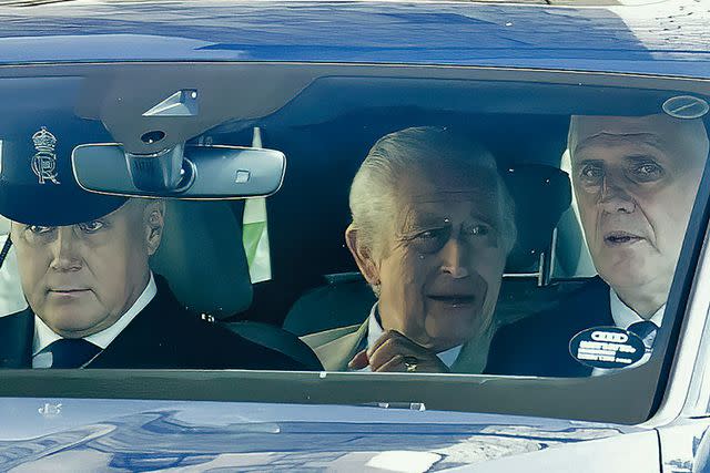 <p>TheImageDirect.com</p> King Charles leaves Windsor Castle en route to Highgrove, Gloucestershire on May 10, 2024.