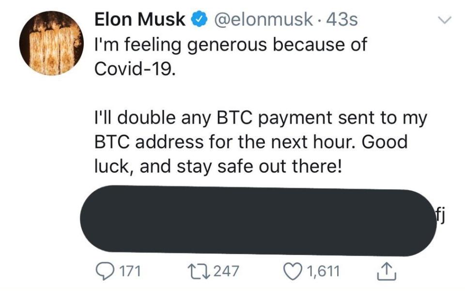 The tweet from Elon Musk's account