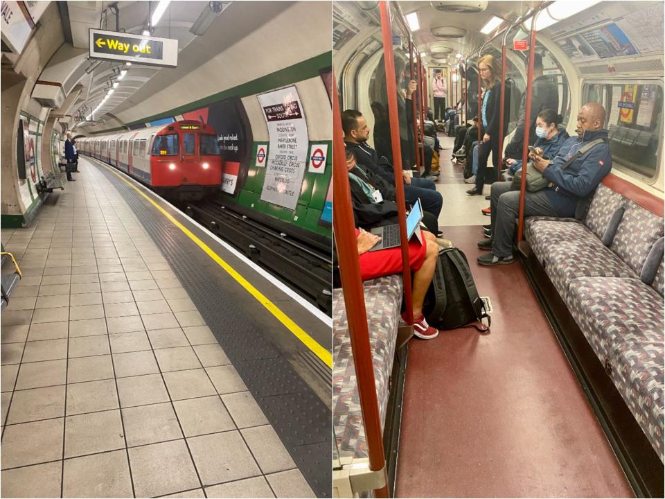 Inside of Bakerloo line tube.