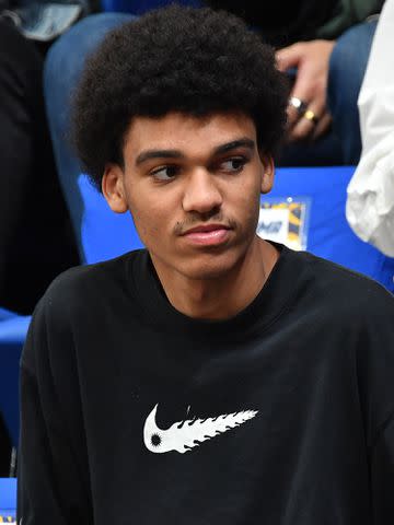 <p>Christian Liewig - Corbis/Corbis/Getty</p> Oscar Wembanyama during the LNB Pro A Betclic Elite basketball match between Boulogne-Levallois v Paris Basket on May 16, 2023 in Paris, France.