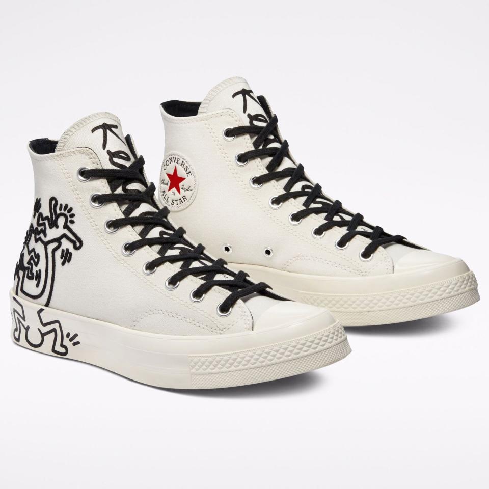 <p><strong>Converse x Keith Haring</strong></p><p>converse.com</p><p><strong>$110.00</strong></p><p><a href="https://go.redirectingat.com?id=74968X1596630&url=https%3A%2F%2Fwww.converse.com%2Fshop%2Fp%2Fconverse-x-keith-haring-chuck-70-unisex-high-top-shoe%2F171858C.html&sref=https%3A%2F%2Fwww.esquire.com%2Fstyle%2Fmens-fashion%2Fg36434127%2Fbest-new-menswear-may-14-2021%2F" rel="nofollow noopener" target="_blank" data-ylk="slk:Shop Now;elm:context_link;itc:0;sec:content-canvas" class="link ">Shop Now</a></p><p>As it turns out, Converse's Chuck 70 is a perfect (ahem) canvas for Haring's artwork.</p>