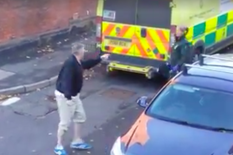 <em>The driver was filmed apparently shouting at the paramedic (Facebook)</em>