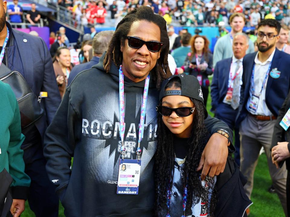 Jay-Z and his daughter, Blue Ivy, attend Super Bowl LVII.