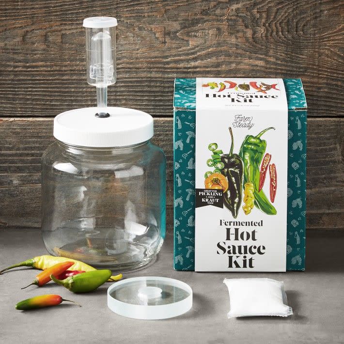 <p><a href="https://go.redirectingat.com?id=74968X1596630&url=https%3A%2F%2Ffood52.com%2Fshop%2Fproducts%2F8851-fermented-hot-sauce-kit&sref=https%3A%2F%2Fwww.delish.com%2Fkitchen-tools%2Fcookware-reviews%2Fg3831%2Fbest-food-gifts%2F" rel="nofollow noopener" target="_blank" data-ylk="slk:Shop Now;elm:context_link;itc:0;sec:content-canvas" class="link ">Shop Now</a></p><p>FarmSteady Fermented Hot Sauce Kit</p><p>Food52</p><p>$40.00</p><span class="copyright">Williams Sonoma</span>
