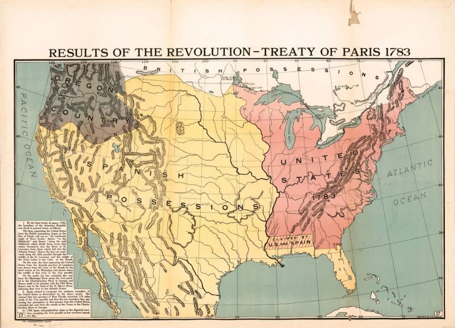 Map of the United States, 1783 (Library of Congress)