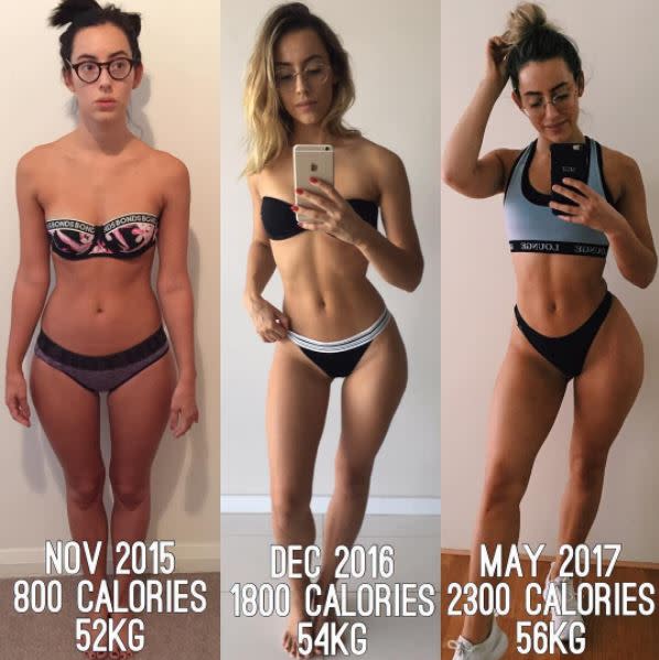 <p>Madalin est une star du fitness australienne suivie par près de 341 K followers sur son compte Instagram @madalingiorgetta. Dans un post récent, la jeune femme a souhaité partager son étonnant déclic. Durant des années, obsédée par son corps Madalin a enchaîné les régimes amincissants allant même jusqu’à dresser des tableaux Excel pour compter scrupuleusement ses calories. Son but ? Ne jamais dépasser 800 kcal par jour afin de descendre en dessous de la barre des 50 kilos. Pour ce faire, elle passe trois heures à manger un repas microscopique afin de garder la sensation de satiété et donc le moral. C’est en se rendant un jour chez un nutritionniste que Madalin a le déclic. Elle comprend alors que pour avoir son corps tant rêvé, il allait falloir… manger plus ! ” Ne perdez pas votre temps à manger de la salade alors que vous pourriez dévorer des patates douces et des pancakes a la banane. Mangez plus, pour avoir un beau corps. C’est la seule vraie solution.” insiste-elle. En effet, c’est la base de la diététique, plus on affame son corps, moins ce dernier dépense d’énergie préférant stocker par peur de manquer. Depuis, Madalin est passée à 2300 calories par jour. Le résultat ? La jeune femme a gagné 5 kilos en plus et surtout une motivation à tout épreuve. Son corps s’est considérablement transformé et de façon positif. C’est d’ailleurs en tant que coach sportive que Madalin partage aujourd’hui ses découvertes. </p>