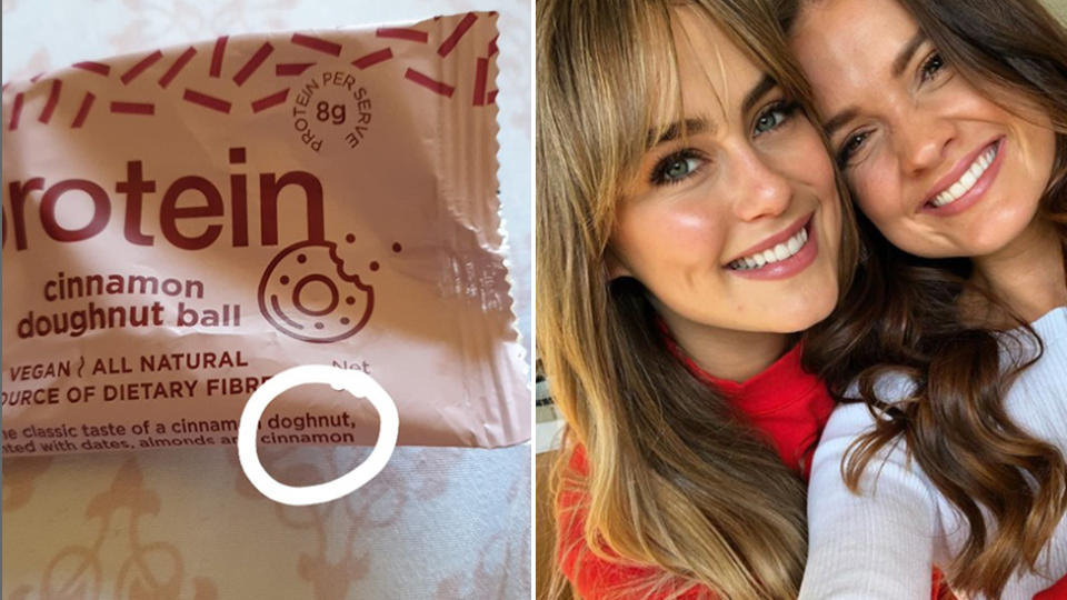 The Keep It Clearer social media influencers say they were embarrassed after typos were found on the packaging of their protein balls sold at Woolworths and Coles.