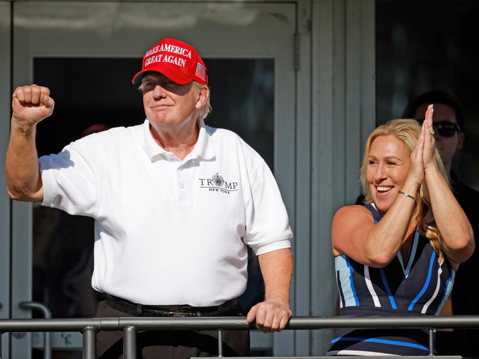 Donald Trump and Marjorie Taylor Greene at the LIV Golf Invitational