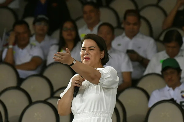 Philippine Vice President Sara Duterte briefly appeared at the Marcos rally in Manila (JAM STA ROSA)