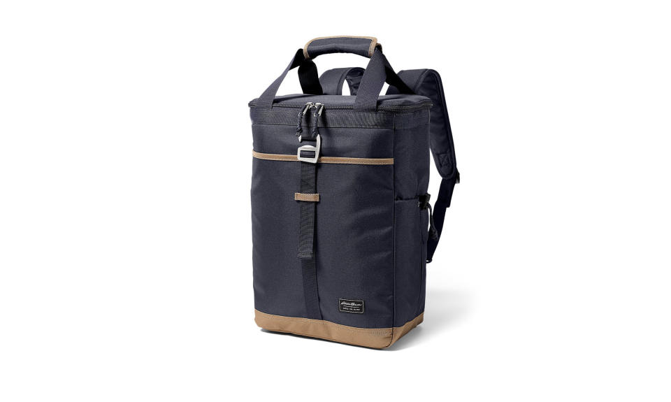 <p>Bygone Backpack Cooler, $35, <a rel="nofollow noopener" href="http://www.eddiebauer.com/product/bygone-backpack-cooler/82300067?showProducts=&color=488&sizetype=&size=" target="_blank" data-ylk="slk:eddiebauer.com;elm:context_link;itc:0;sec:content-canvas" class="link ">eddiebauer.com</a> </p>