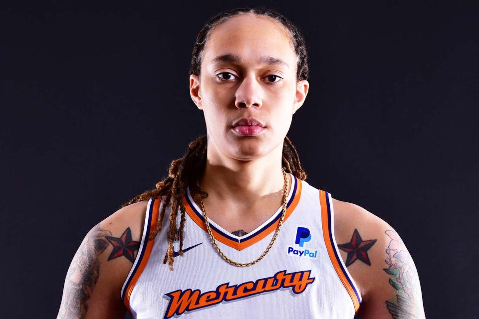 Brittney Griner #42 of the Phoenix Mercury poses for a portrait during the WNBA Media Day on May 6, 2021, at Phoenix Suns Arena in Phoenix, Arizona.