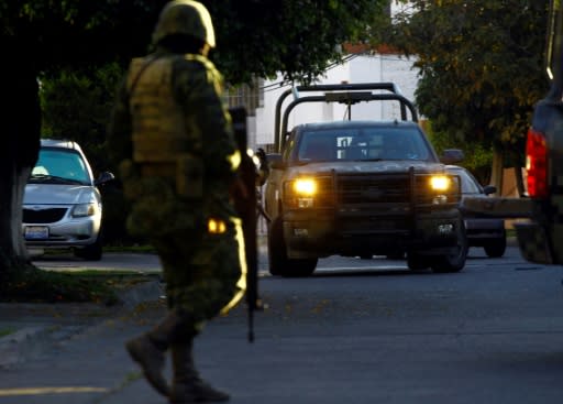 Mexican soldiers pictured taking part in a military operation in January 2014 during which Ruben Oseguera Gonzalez was arrested