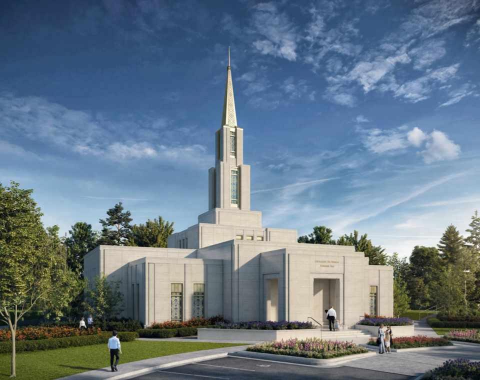 An artist’s rendering of the Oslo Norway Temple released in June 2023. | The Church of Jesus Christ of Latter-day Saints