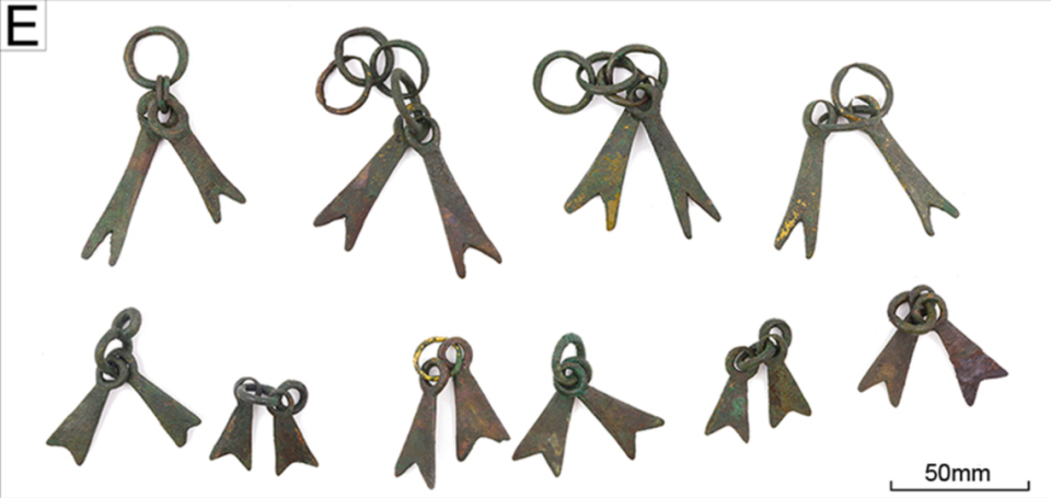 The “swallow-tail pendants” found at Papowo Biskupie. Photo from Gackowski, Kowalski, Lorkiewicz, et al. (2024)