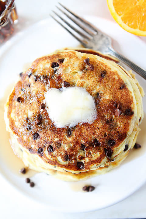 <strong>Get the <a href="http://www.twopeasandtheirpod.com/orange-ricotta-chocolate-chip-pancakes/" target="_blank">Orange Ricotta Chocolate Chip Pancakes recipe</a> from Two Peas and their Pod</strong>