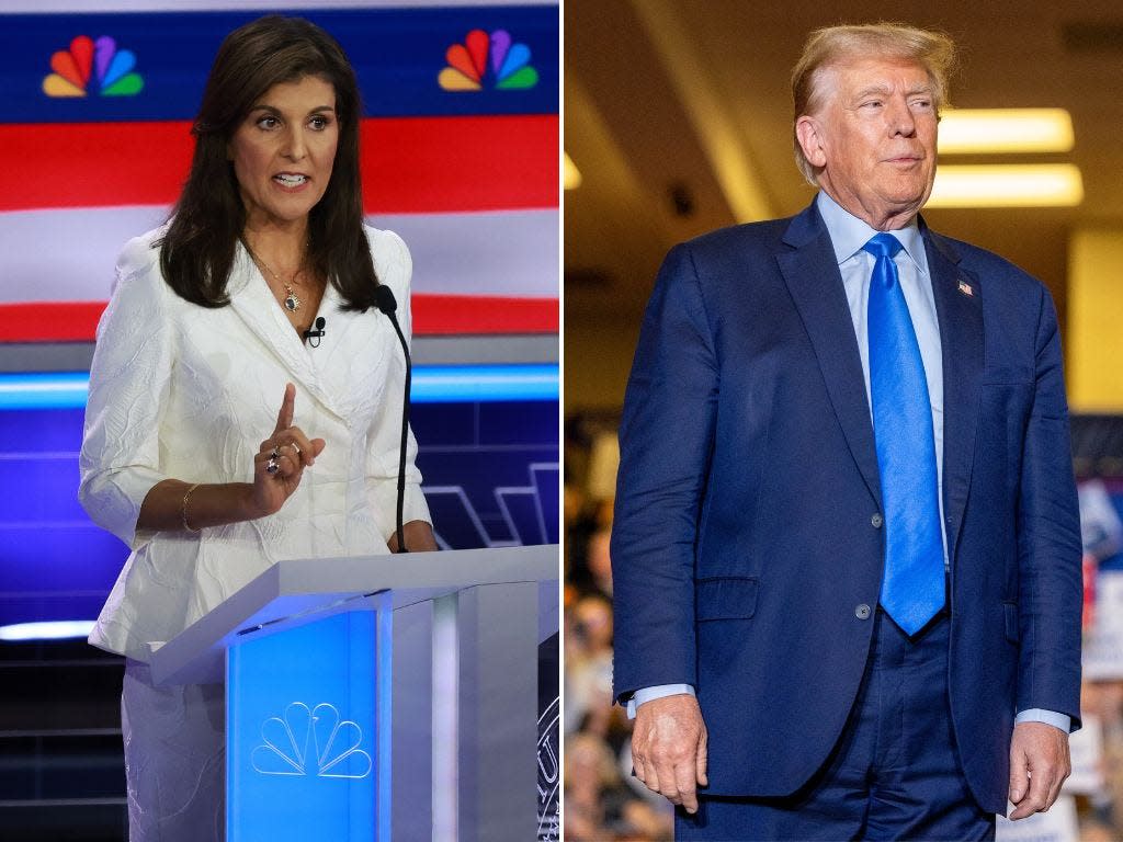 Nikki Haley (left) and Donald Trump (right).