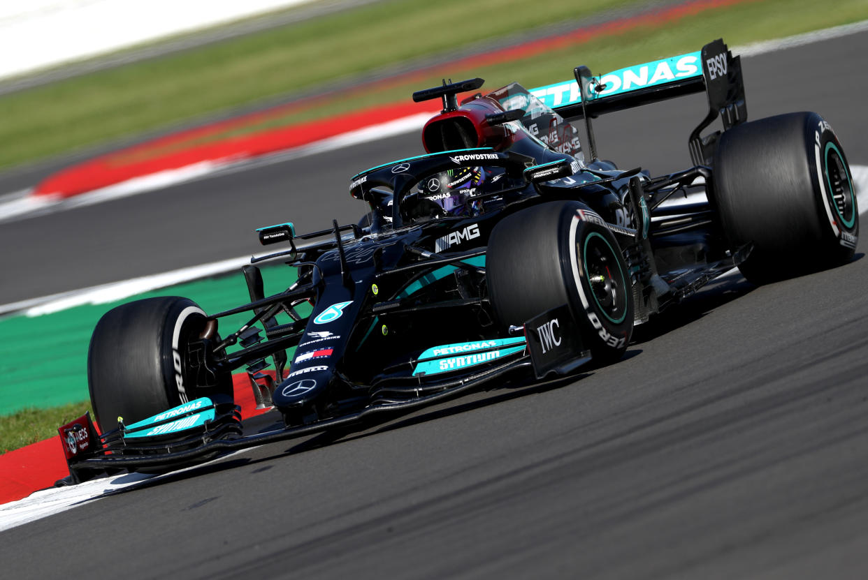 Mercedes' Lewis Hamilton during the British Grand Prix at Silverstone, Towcester. Picture Date: Sunday July 18, 2021.