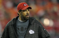 KANSAS CITY, MO - OCTOBER 31: Head coach Todd Haley of the Kansas City Chiefs looks on prior to playing the San Diego Chargers at Arrowhead Stadium on October 31, 2011 in Kansas City, Missouri. (Photo by Jamie Squire/Getty Images)