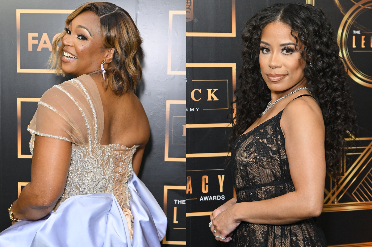 Keshia Chanté and Tracy Moore dressed to impress on the 2023 Legacy Awards red carpet. (Getty)