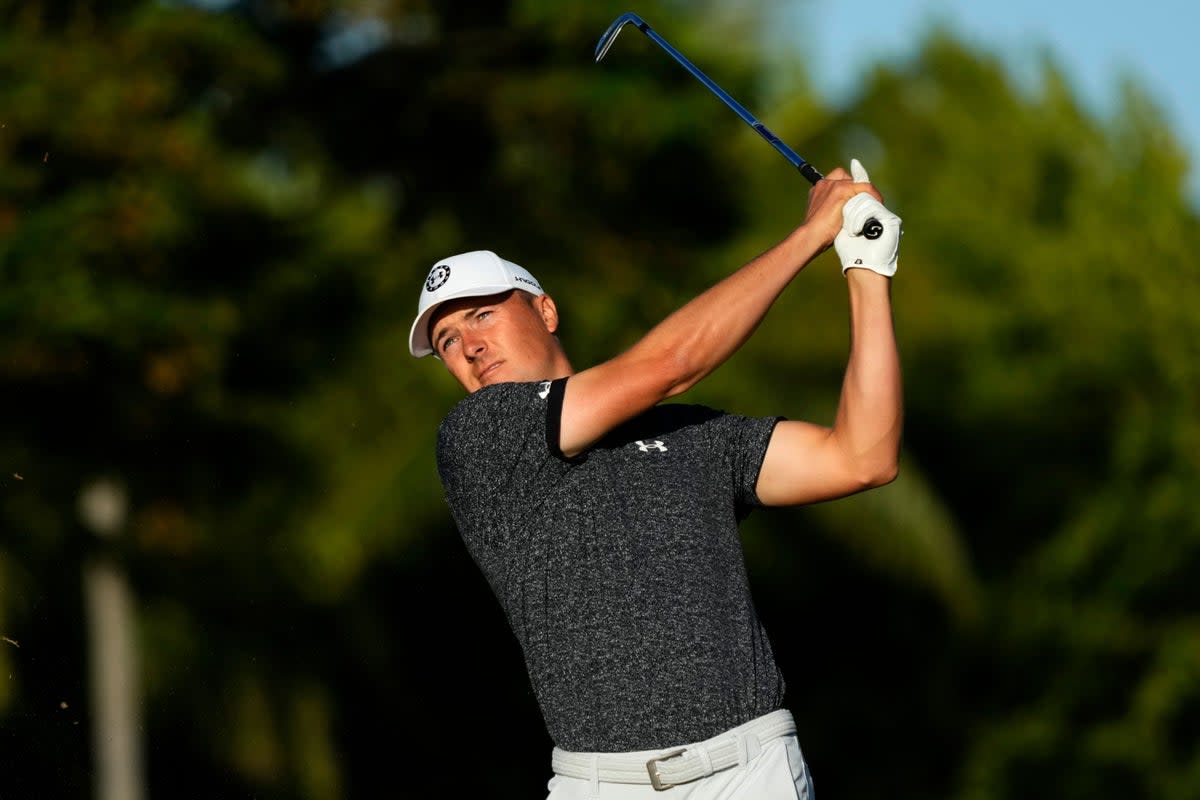 After opening with a 6-under 64, Jordan Spieth shared the lead at the Sony Open with Chris Kirk and Taylor Montgomery at Waialae Country Club in Honolulu (Matt York/AP) (AP)