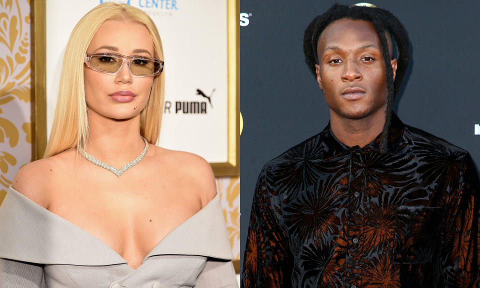 Yesterday, singer Iggy Azalea said she’s dating NFL player DeAndre Hopkins. Today, she says she’s not. (Photos: Getty Images)