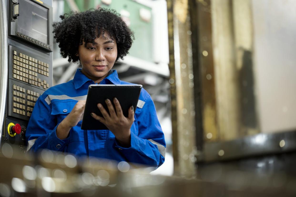 <span class="caption">Research shows women who study engineering do better when mentored by other women.</span> <span class="attribution"><a class="link " href="https://www.gettyimages.com/detail/photo/milling-machine-setup-process-female-african-royalty-free-image/1350414597?adppopup=true" rel="nofollow noopener" target="_blank" data-ylk="slk:Nitat Termmee/Moment via Getty Images;elm:context_link;itc:0;sec:content-canvas">Nitat Termmee/Moment via Getty Images</a></span>