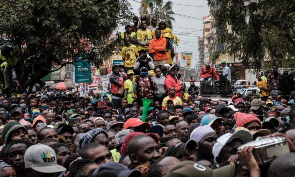 Supporters listen during a rally of Kenya’s deputy president and presidential candidate, William Ruto.