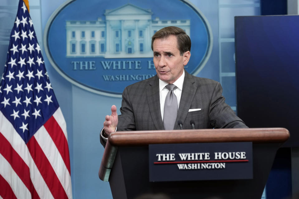 National Security Council spokesman John Kirby speaks during the daily briefing at the White House in Washington, Thursday, Oct. 26, 2023. (AP Photo/Susan Walsh)
