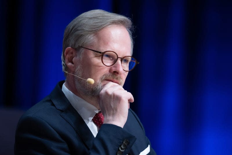 Petr Fiala, Prime Minister of the Czech Republic, attends a panel discussion during a science conference in Germany. Sebastian Kahnert/dpa