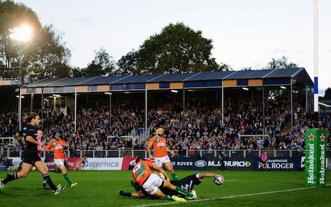 Zach Mercer of Bath scores his side's first try - Credit: GETTY IMAGES