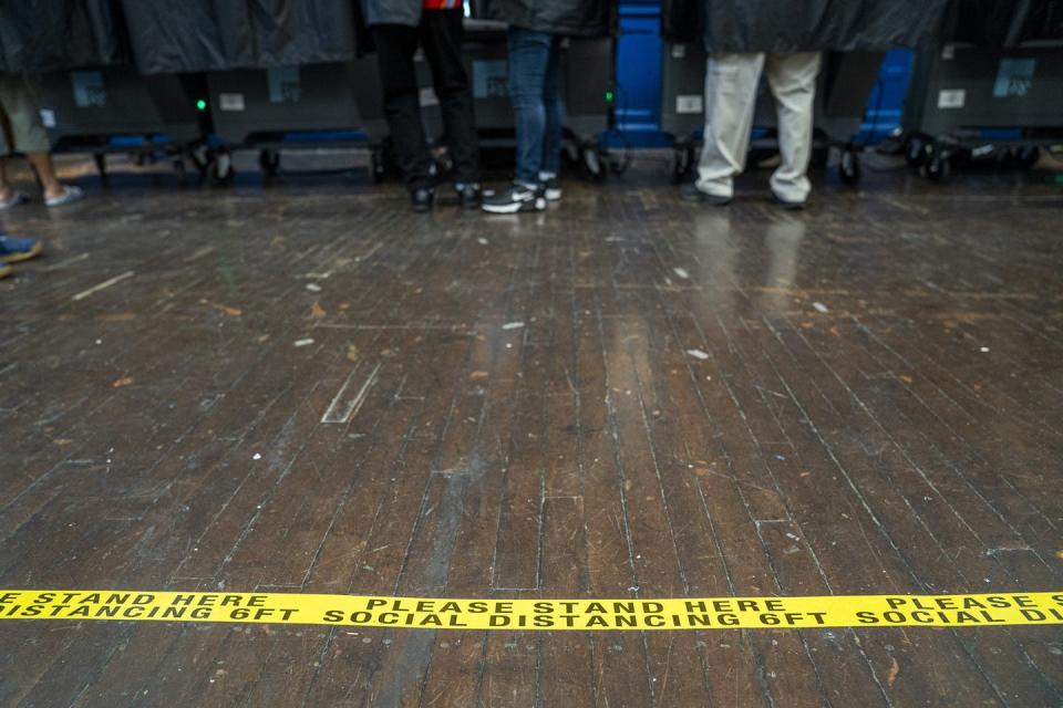 Voters in voting booths in Philadelphia.