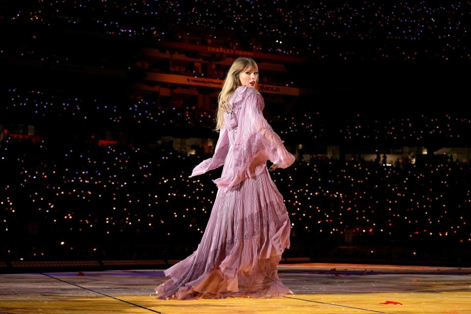 Taylor Swift performs onstage for the opening night of "Taylor Swift | The Eras Tour" at State Farm Stadium in Swift City, ERAzona (Glendale, Arizona). The city of Glendale, Arizona was ceremonially renamed to Swift City for March 17-18 in honor of The Eras Tour.