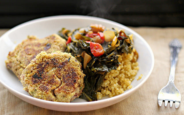<strong>Get the <a href="http://www.joanne-eatswellwithothers.com/2012/06/recipe-black-eyed-pea-cakes-with.html">Black-Eyed Pea Cakes With Collard Greens recipe</a> Eats Well With Others</strong>